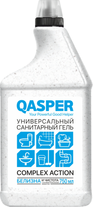 Гель санитарный универсальный "Complex Action" с ароматом лимона "Qasper", 750 мл.