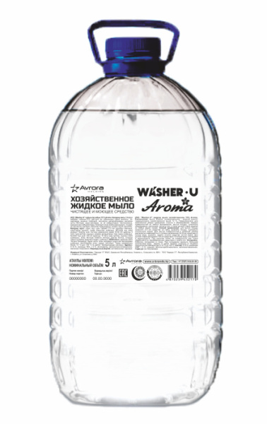Мыло жидкое хозяйственное 72 % Aroma, Washer-u, 5000мл.