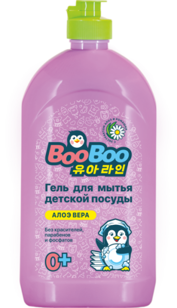 Гель для мытья детской посуды с ароматом алоэ, BooBoo, 500мл